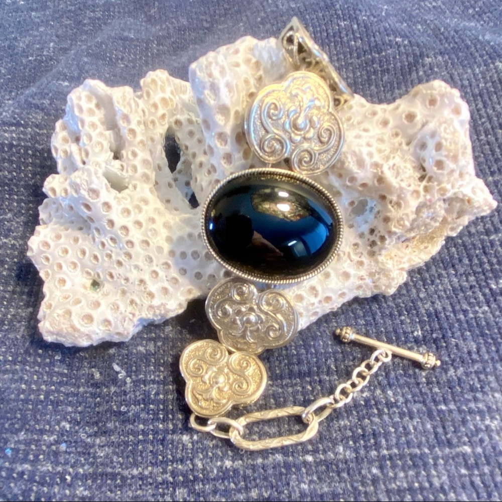 Sterling Silver Agate Statement Bracelet - image 5